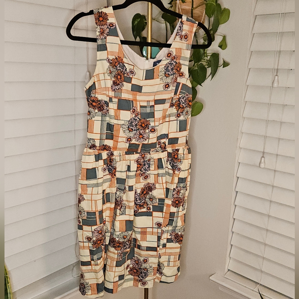 Modcloth Cream and Brown Sleeveless Sundress